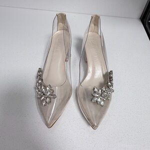 Women's Clear Heels with Crystal Embellishments